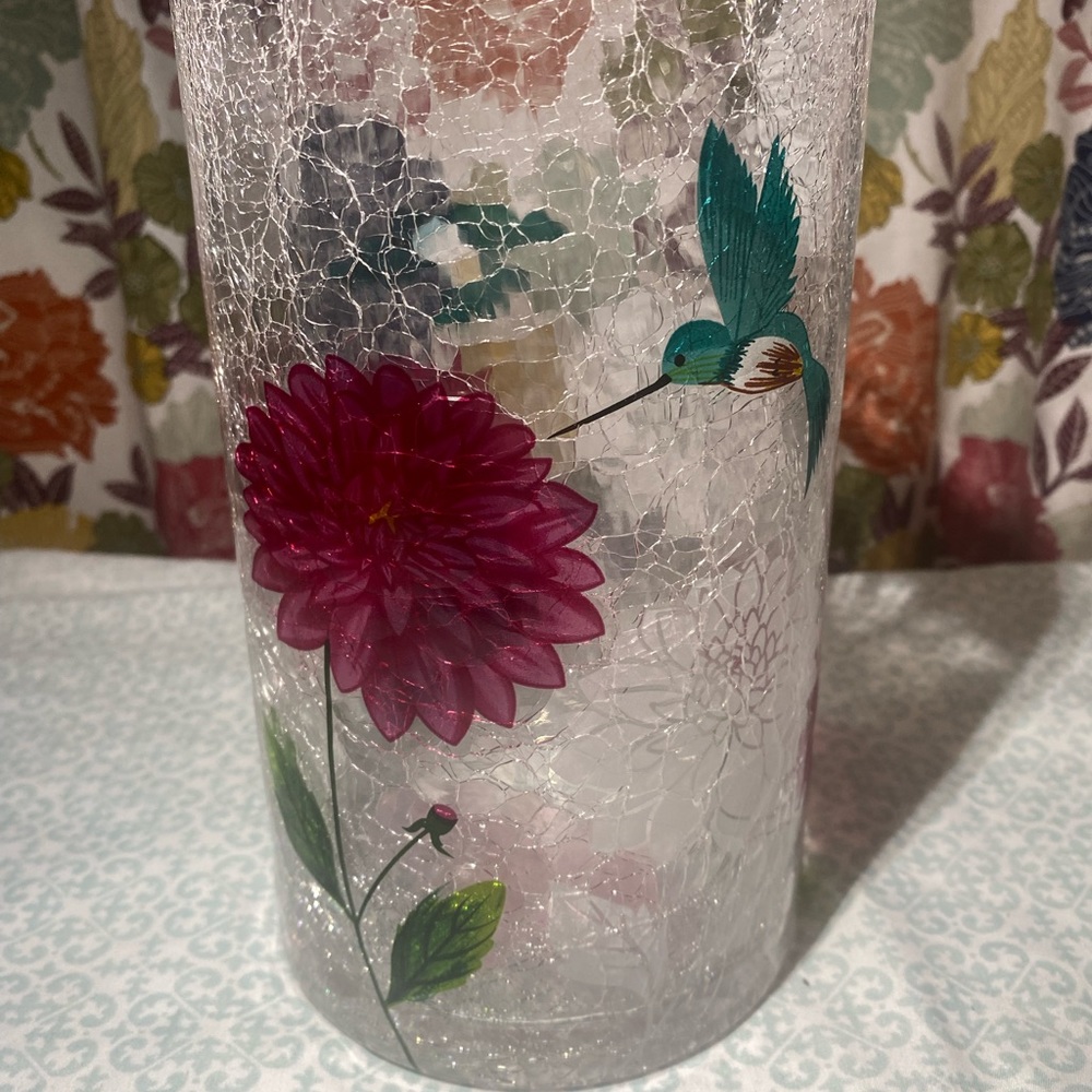 New - Yankee Candle J/H Garden Crackle Hummingbirds and Flowers - Retired Piece